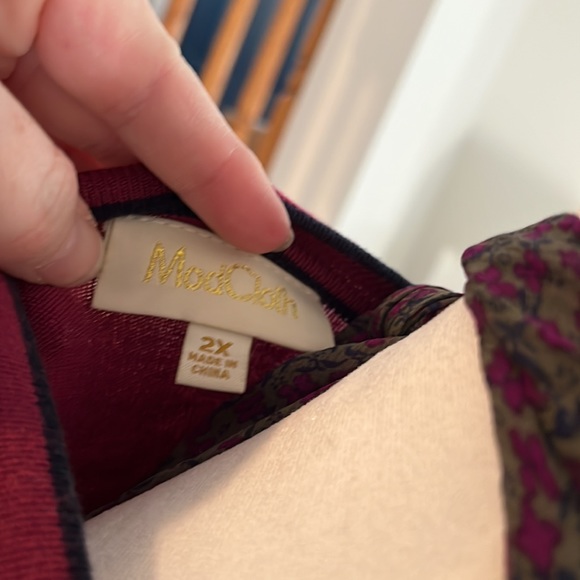 NWOT ModCloth Fuchsia button up with 3/4 length sleeves, Snug fit. 2X. - Picture 6 of 6